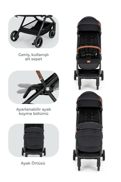 Kanz Instreet Autofold Travel Sistem Bebek Arabası Siyah - 6