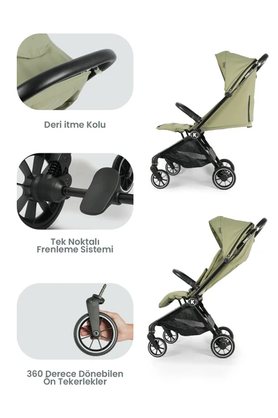 Kanz Bold Autofold Kabin Boy Bebek Arabası Forestgreen - 7