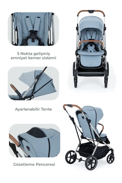Kanz Snap Autofold Travel Sistem Bebek Arabası Foggy Blue - 3