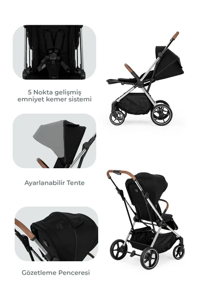 Kanz Snap Autofold Travel Sistem Bebek Arabası Darkness Black - 3