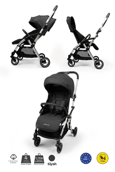 Kanz Marcus Kolay Katlanabilen Kabin Bebek Arabası Raisin Black - 2