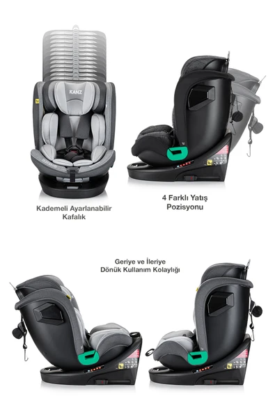 Kanz Cosmos i-Size(0-36kg) 360 Dönebilen Oto Koltuğu Gri - 3