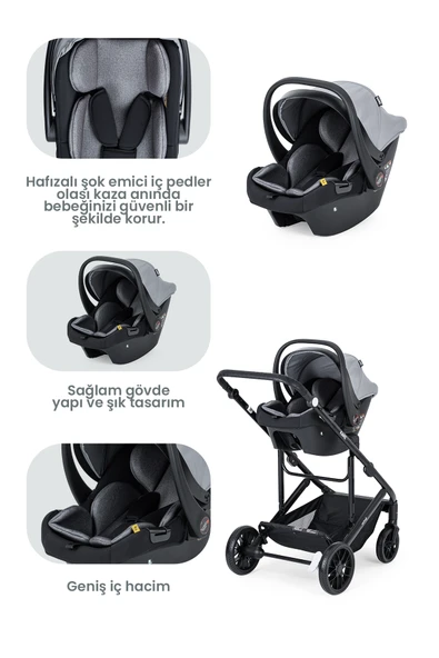 Kanz Echo Travel Sistem Bebek Arabası Gri - 5