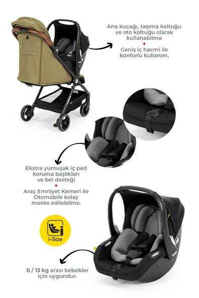 Kanz Instreet Autofold Travel Sistem Bebek ArabasıYeşil - 3