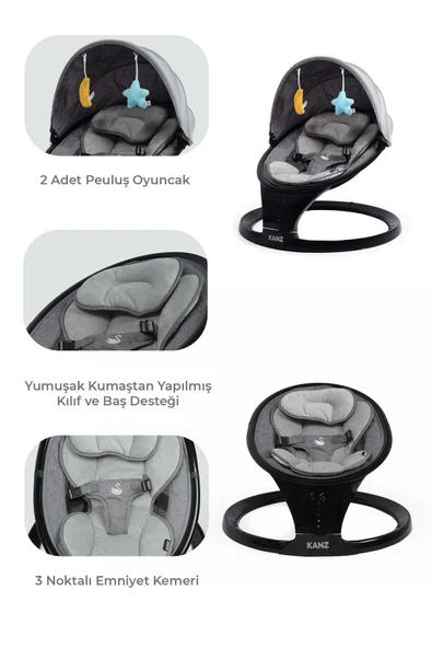 Kanz Swan Elektrikli Ana Kucağı Black Edition - 2
