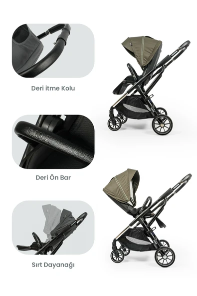 Kanz Thunder Kolay Katlanabilen Travel Sistem Bebek Arabası Pinegreen - 3