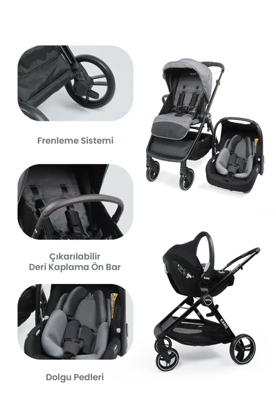 Kanz Nova Travel Sistem Bebek Arabası Gri - 3