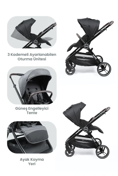 Kanz Nova Travel Sistem Bebek Arabası Siyah - 7