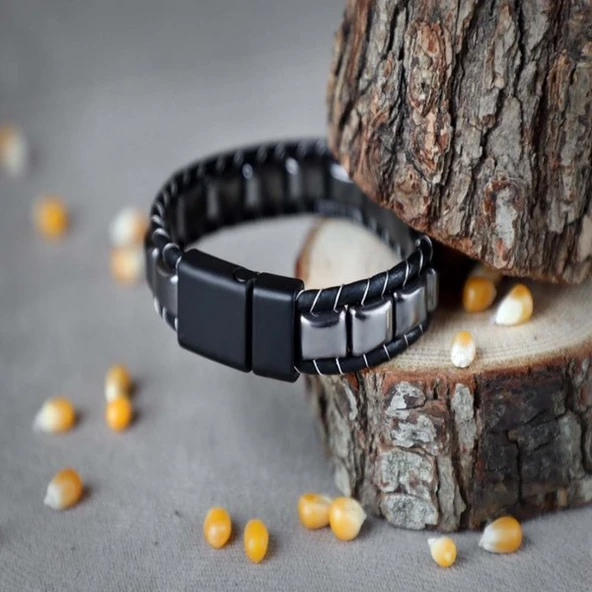 Hematit Örmeli Deri Bileklik 31832B2D8M04 - Resim 5