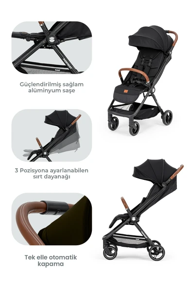 Kanz Instreet Autofold Travel Sistem Bebek Arabası Siyah - 3