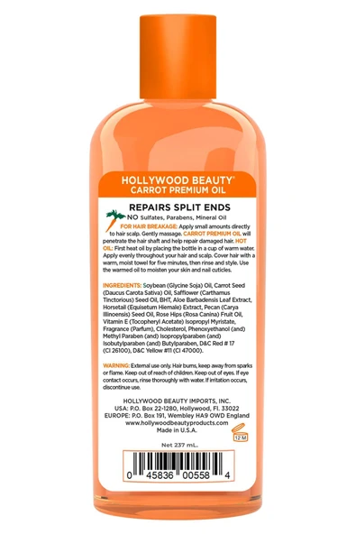 Hollywood Beauty Havuç Özlü Saç Cilt ve Tırnak Bakım Yağı 236ML - 2