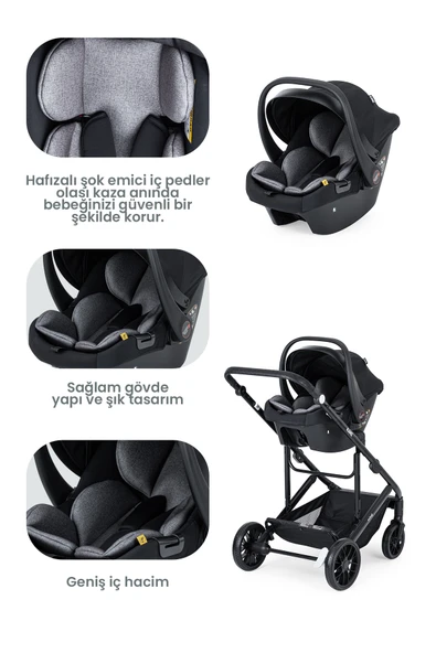 Kanz Echo Travel Sistem Bebek Arabası Siyah - 6