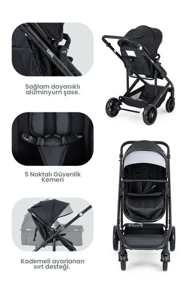 Kanz Echo Travel Sistem Bebek Arabası Siyah - 3
