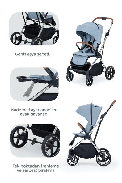 Kanz Snap Autofold Travel Sistem Bebek Arabası Foggy Blue - 4
