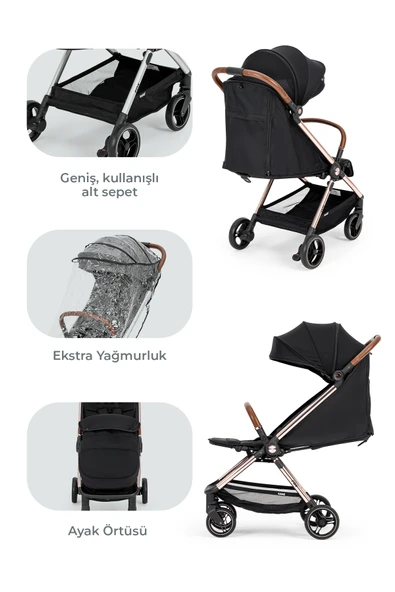 Kanz Fox Kabin Boy Bebek Arabası Siyah - 5