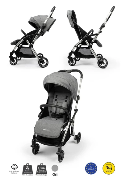 Kanz Marcus Kolay Katlanabilen Kabin Bebek Arabası Heavy Grey - 2