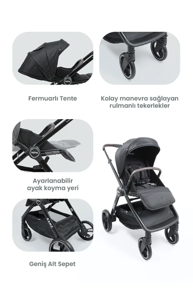 Kanz Nova Travel Sistem Bebek Arabası Siyah - 5
