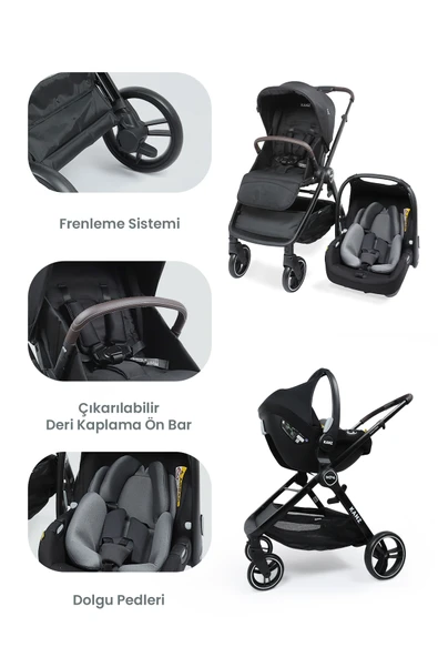 Kanz Nova Travel Sistem Bebek Arabası Siyah - 3