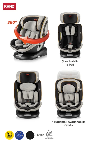 Kanz Safe N Rest i-Size (0-36) Oto Koltuğu Siyah - 2