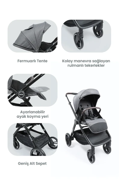 Kanz Nova Travel Sistem Bebek Arabası Gri - 5