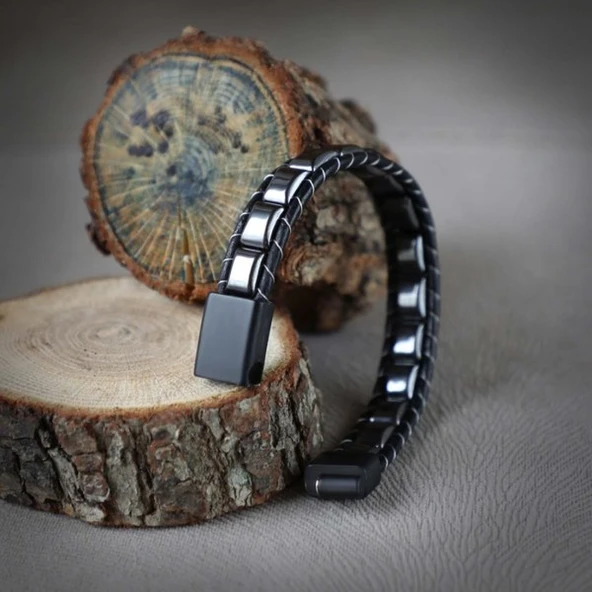 Hematit Örmeli Deri Bileklik 31832B2D8M04 - Resim 3