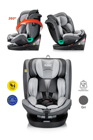 Kanz Cosmos i-Size(0-36kg) 360 Dönebilen Oto Koltuğu Gri - 4