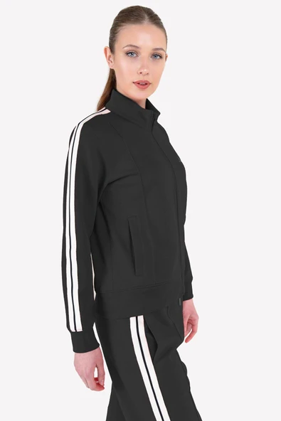 Lescon 23NTBS002120-633 Siyah Kadın Fermuarlı Sweatshirt - 3