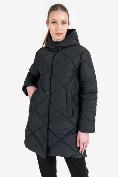 Lescon 23NTBS002150-633 23N-2150 Siyah Kadın Şişme Mont - 2