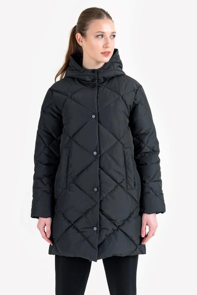 Lescon 23NTBS002150-633 23N-2150 Siyah Kadın Şişme Mont