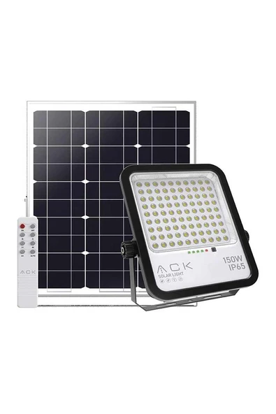ACK - 150w Solar Led Projektör (Led Solar Foodlight) 1650lmn 6500k Beyaz Işık IP65 AT65-19432 - Resim 2