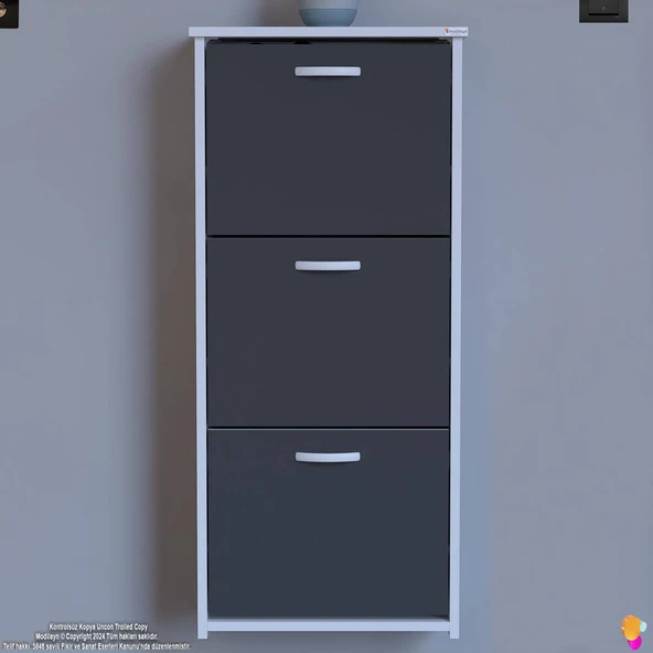 Modilayn WEST Asma Kapı Önü 52x116x26 cm’lik 3 Düşer Kapak 6 Göz Bölmeli Ayakkabılık - Resim 3