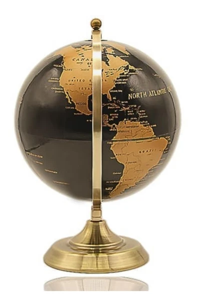 Gold Metal Kaideli Siyah Dünya Küresi 20 x 30 cm - Resim 8