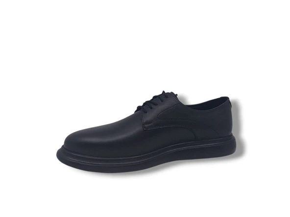 Zerhan 249 Erkek Siyah Bağcıklı Hakiki Deri Casual Ayakkabı - Resim 3