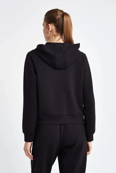 Lescon 24NTBL002136-633 Siyah Kadın Fermuarlı Kapşonlu Sweatshirt - 4