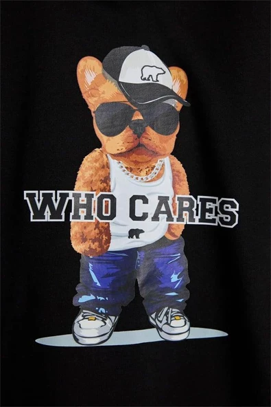 Bad Bear Mood 24.06.12.001S Siyah Çocuk Baskılı Hoodie Sweatshirt - 3