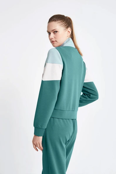 Lescon 24NTBV002131-011 Yeşil Kadın Fermuarlı Sweatshirt - 3