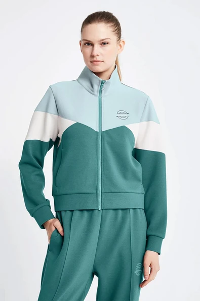 Lescon 24NTBV002131-011 Yeşil Kadın Fermuarlı Sweatshirt