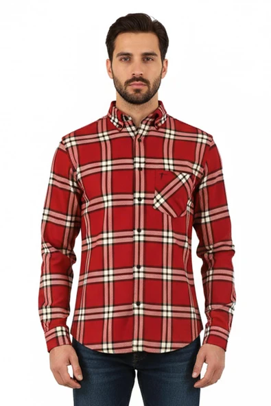 Kareli Regular fit Erkek Oduncu Gömleği - Resim 2