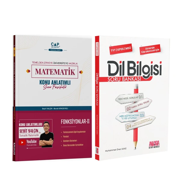 Çap Yayınları Matematik Fonksiyonlar II ve AKM Dil Bilgisi Soru Bankası Seti 2 Kitap ürün görseli 1