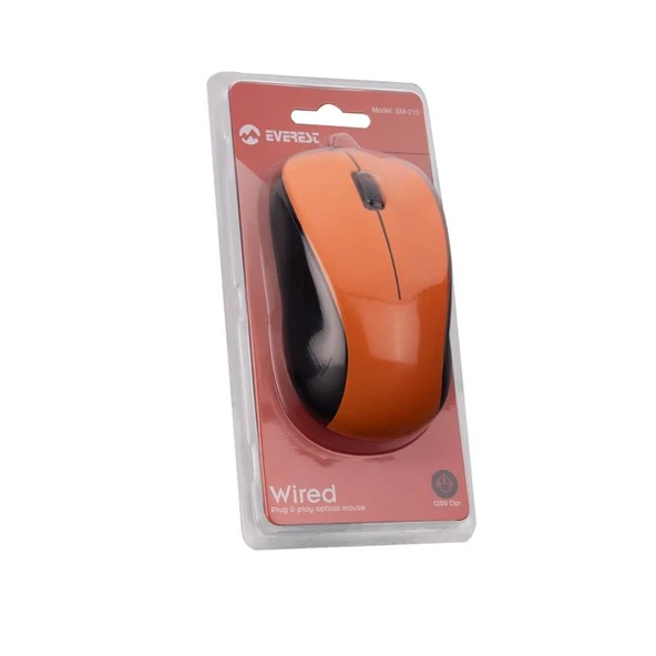 Everest SM-215 Kablolu USB Mouse Turuncu - Resim 5