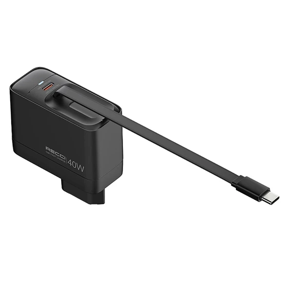 Recci RC102E GaN Teknolojili Hızlı Şarj Başlığı USB-A to Type-C PD 40W Type-C Kablolu Şarj Seti - Resim 8