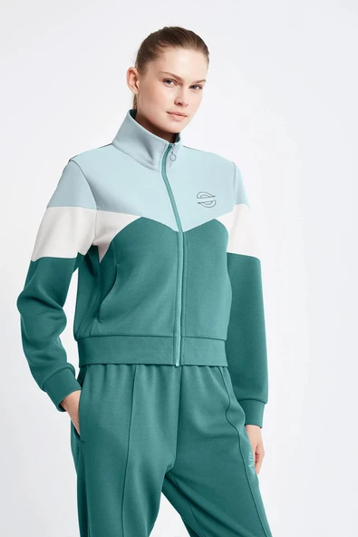 Lescon 24NTBV002131-011 Yeşil Kadın Fermuarlı Sweatshirt - 2