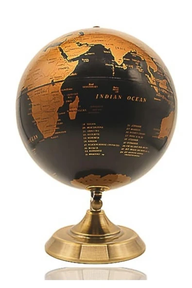 Gold Metal Kaideli Siyah Dünya Küresi 20 x 30 cm - Resim 10