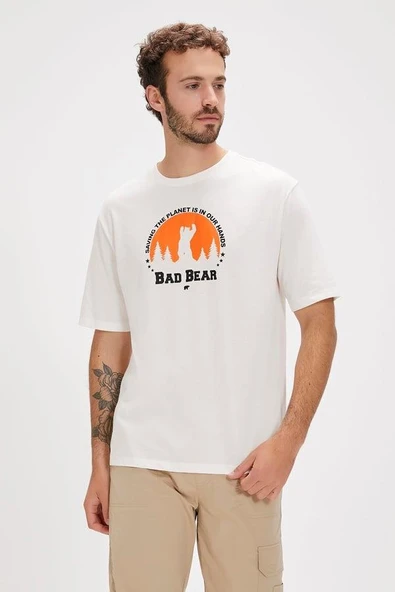 Bad Bear Re-Planet 24.01.07.049B Beyaz Erkek Tişört