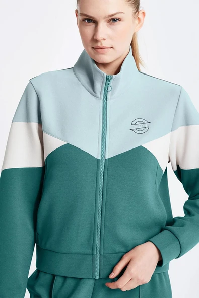 Lescon 24NTBV002131-011 Yeşil Kadın Fermuarlı Sweatshirt - 5