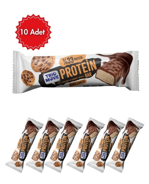 Trio Move Kurabiye Aromalı Çikolata Kaplı Protein Bar 10 Adet (10'lu Kutu) ürün görseli