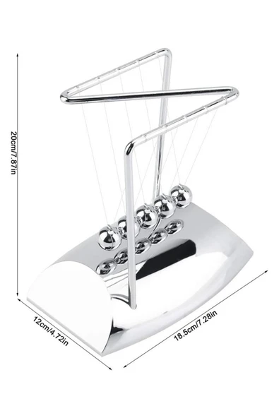 Newton Beşiği Z Denge Balans Sarkaç Topu Gümüş Büyük - 9
