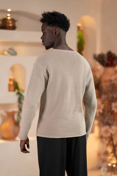 Regular Fit Likralı Kendinden Çizgili Mevsimlik Spor Kazak - Resim 4