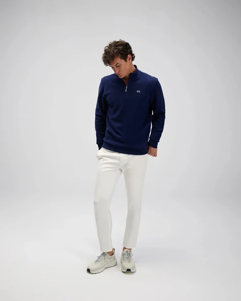 Ellesse EM603-NV Erkek Yarım Fermuarlı Lacivert Sweat - Resim 2