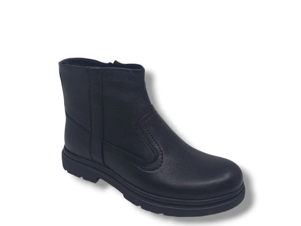 Modesa 223 Erkek Siyah Hakiki Deri Fermuarlı Bot - Resim 4